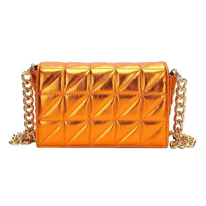 Woman Bags Quilted Shoulder Bags For Women Shiny Gold Handbag Metal Chain Small Single Shoulder Bag - Tamnz