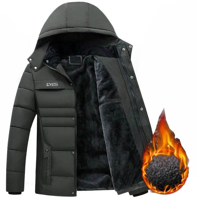Thick Warm Winter Parka Men Fleece Hooded Men Winter Jacket Coat Military Cargo Jackets Mens Overcoat Streetwear - Tamnz