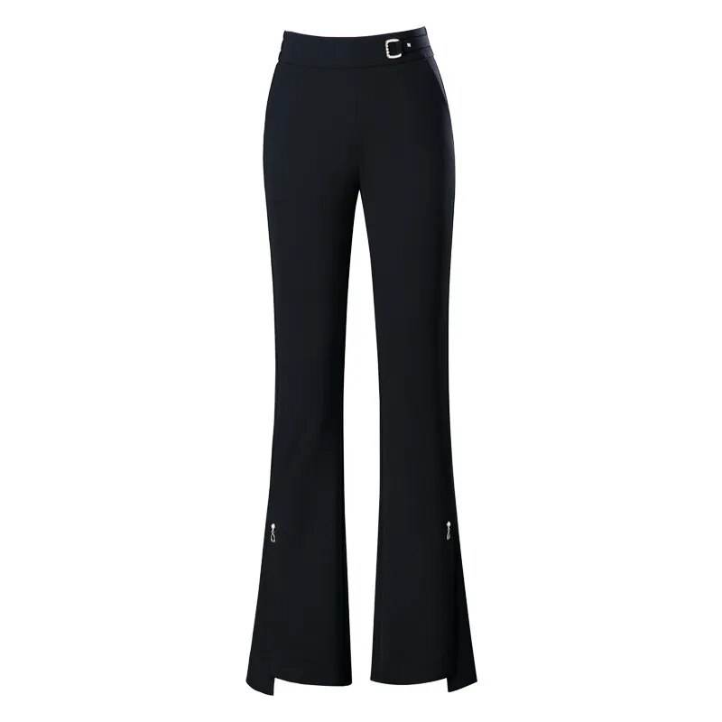 Elastic High Waist Flared Pants Women's Spring and Autumn New Loose Casual Trousers Black Fashionable Flared Pants - Tamnz