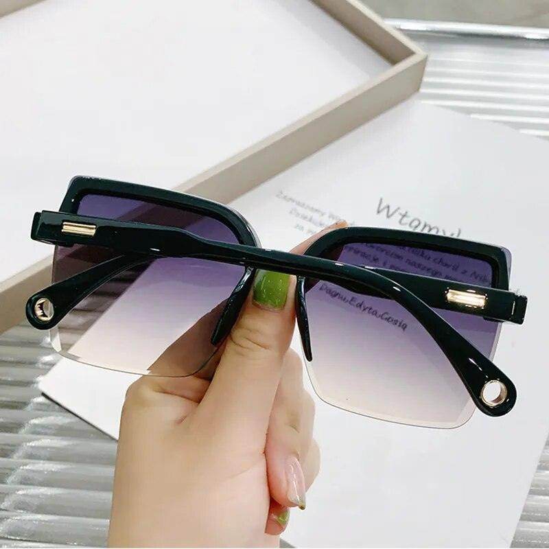 Sunglasses Woman Rimless Square Sunglasses Luxury Brand Design UV400 Female Shades - Tamnz