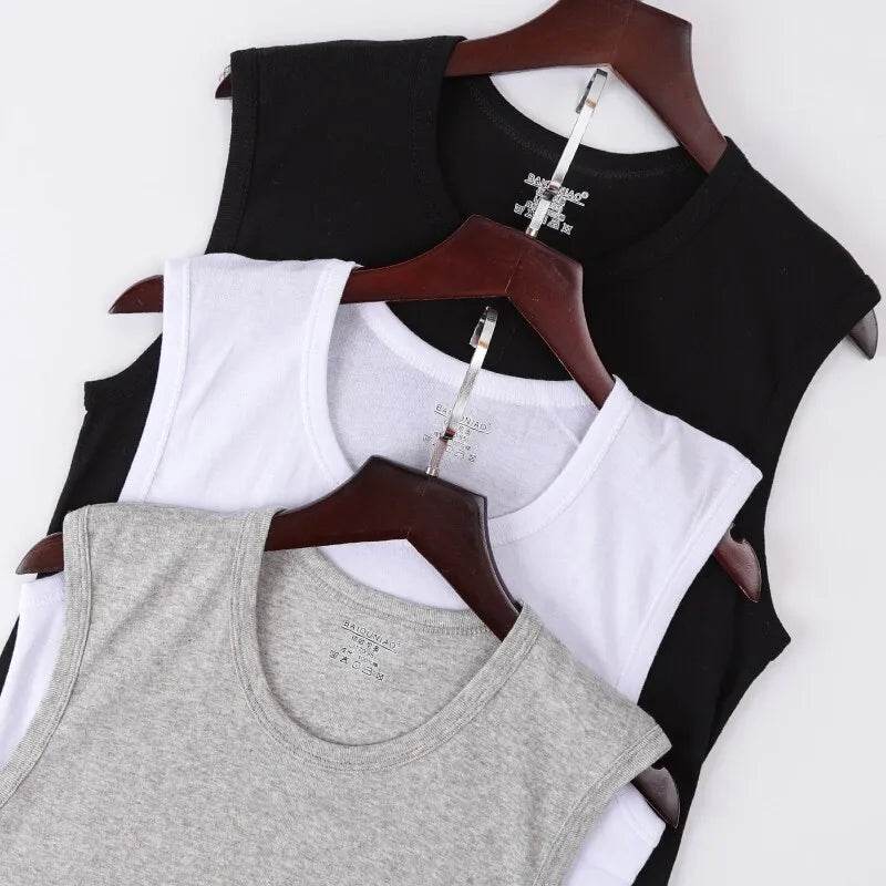 Men Vest Pure Cotton Bodybuilding Motion Outerwear Sweatshirt Undershirt - Tamnz