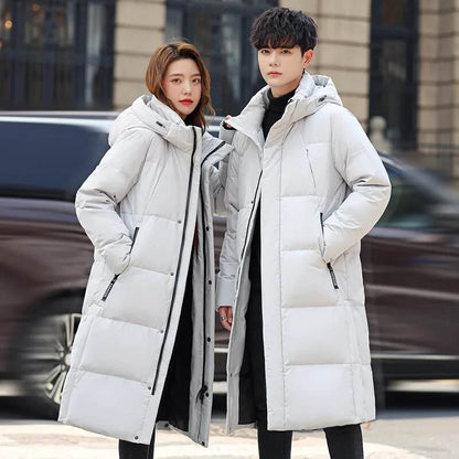 Purple Men and Women Quilted Winter Coat 2023 New Men's Thick (Winter) X-Long Warm Hooded Lovers Down Jackets Brand Clothing - Tamnz