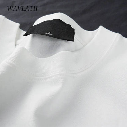WAVLATII Oversized Summer T shirts for Women Men Brown Casual Female Korean Streetwear Tees Unisex Basic Solid Young Cool Tops - Tamnz