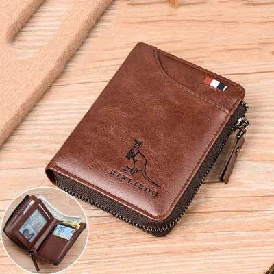 Coin Purse Wallet RFID Blocking Man Leather Wallet Zipper Business Card Holder ID Money Bag Wallet Male - Tamnz