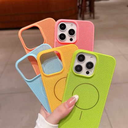 Cooling Heat Dissipation Mesh Magnetic Magsafe Case for iPhone 17 16 15 14 13 12 11 Pro Max Plus 17 Air Wireless Charging Cover