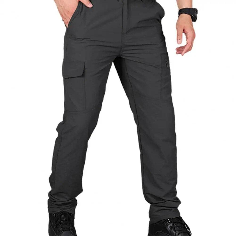 Straight Wear Resistant Solid Color Waterproof Men Pants for Outdoor Sports - Tamnz
