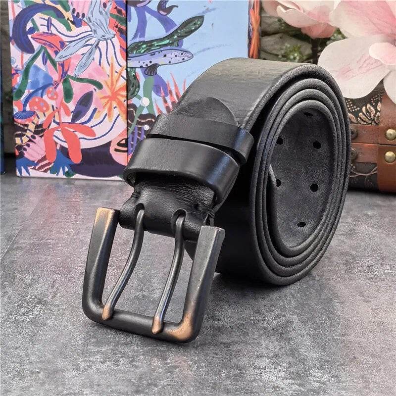 Super Wide Luxury Thick Genuine Leather Men Belt Double Buckle Belt Ceinture Leather Belt Men Jeans Trouser Belt MBT0018 - Tamnz