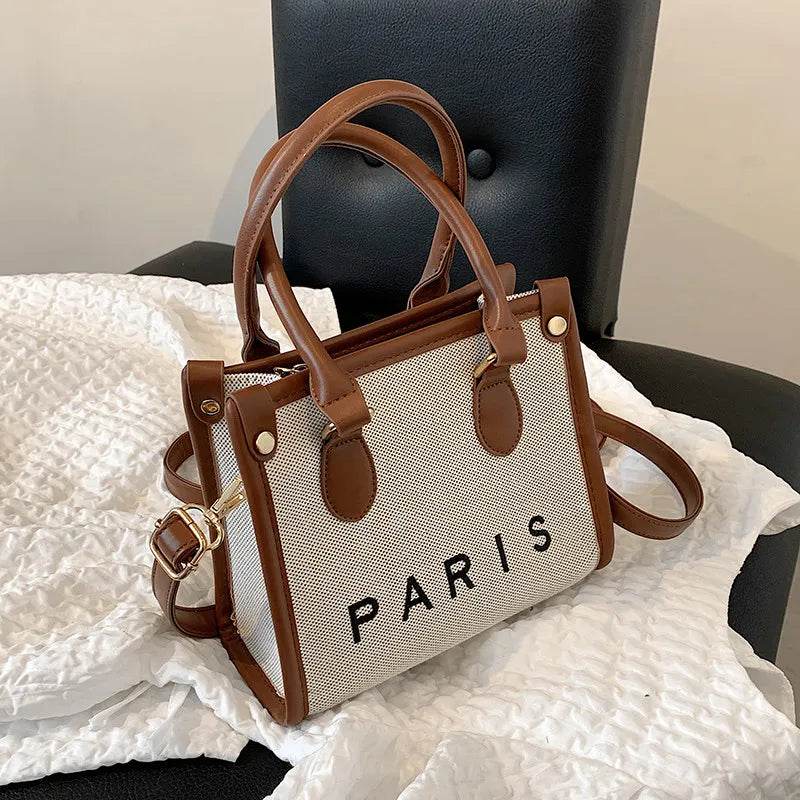 French Style Canvas Large Office Work Tote Handbags For Women Trend Luxury Designer Small Ladies Shoulder Crossbody Bags - Tamnz