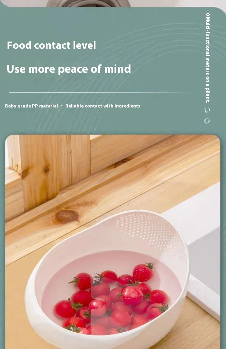 1pc - Plastic Drain Basket Filter, Rice Bowl, Drain Basket, Fruit Bowl, Laundry Basket, Handle, Home Kitchen Organizer