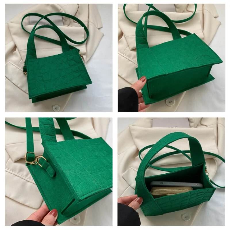 New Messenger Shoulder Shopping Bag Solid Color Felt Women Luxury Designer Handbag Casual Crossbody Bags for Women Simple - Tamnz