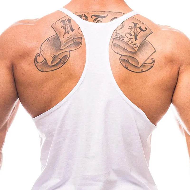Workout Tanktop Muscle Guys Gym Clothing Bodybuilding Stringer Tank Top Men Cotton Vest Y Back Sleeveless Shirt Sports Singlets - Tamnz