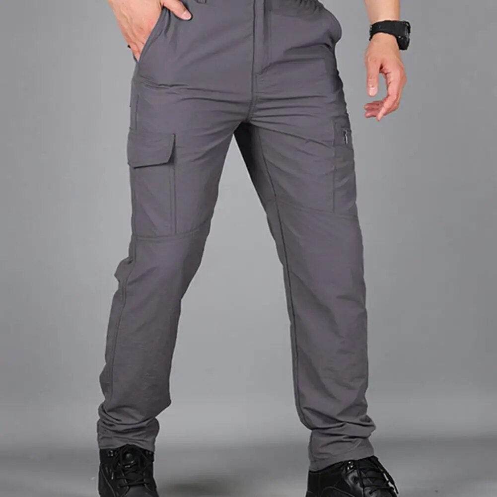 Straight Wear Resistant Solid Color Waterproof Men Pants for Outdoor Sports - Tamnz