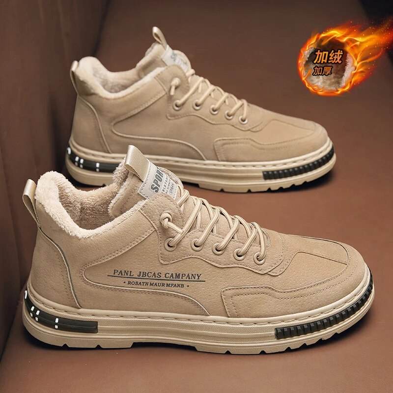 Winter Mid-top Cotton Shoes Board Shoes Outdoor Walking Casual Sneakers Comfortable Trend Shoes - Tamnz