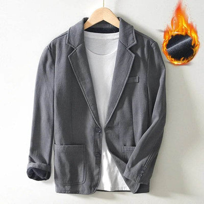Autumn Winter New Casual Plush and Thickened Warm Suit Jacket for Men Ramie Loose Vintage Blazers for Men BL088 - Tamnz