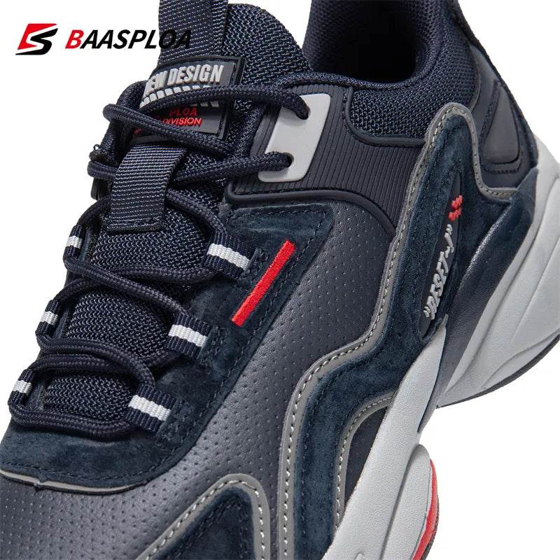 Men's Designer Leather Casual Sneakers Lace Up Male Outdoor Sports Shoe Tennis - Tamnz