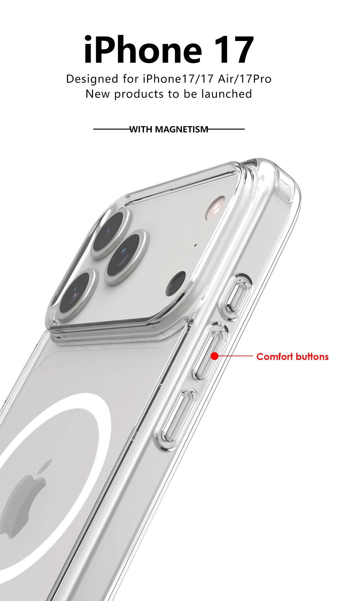 Shockproof For Magsafe Clear Magnetic Wireless Charge Case For iPhone 17 Air 17 Pro Max Hybird Hard Acrylic Back Cover Bumper