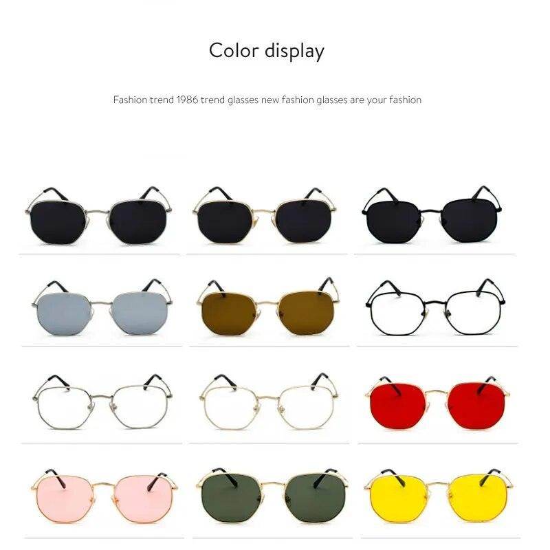 Sunglases Hexagon Sunglasses Women Metal Frame Fishing Glasses Gold tea Eyewear lentes - Tamnz