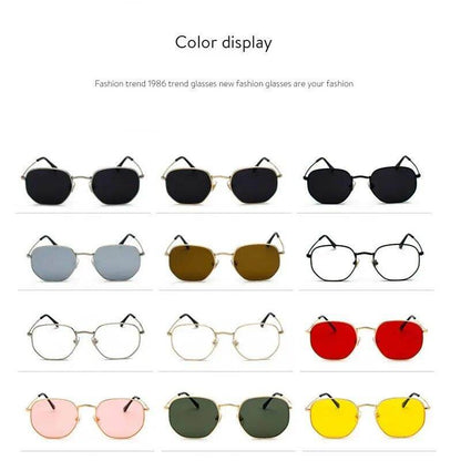 Sunglases Hexagon Sunglasses Women Metal Frame Fishing Glasses Gold tea Eyewear lentes - Tamnz