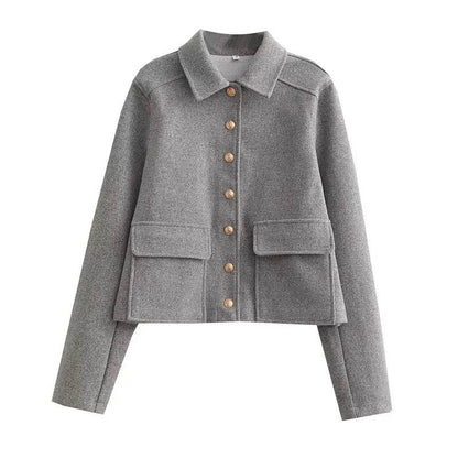 Fashion Jackets for Women Autumn Coats Female Turndown Collar Chic Single-breasted New Outerwear Ladies Casual Jacket - Tamnz