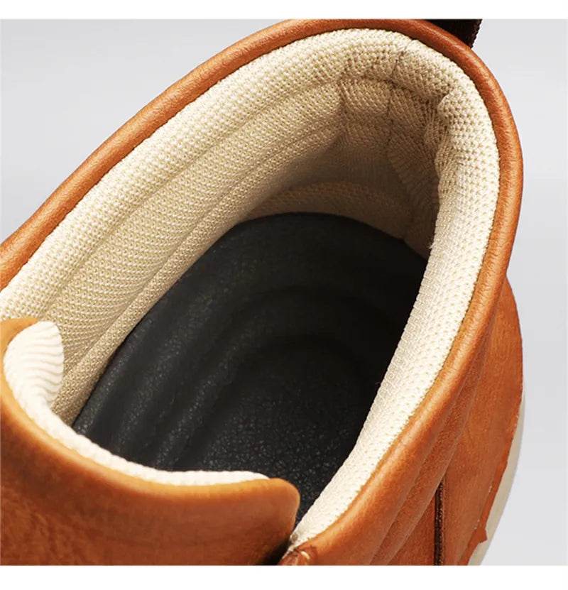 Men Ankle Boots Autumn Winter Outdoor Non-slip Hiking Men Shoes Microfiber Leather Optional Plush Warm Casual Shoes - Tamnz