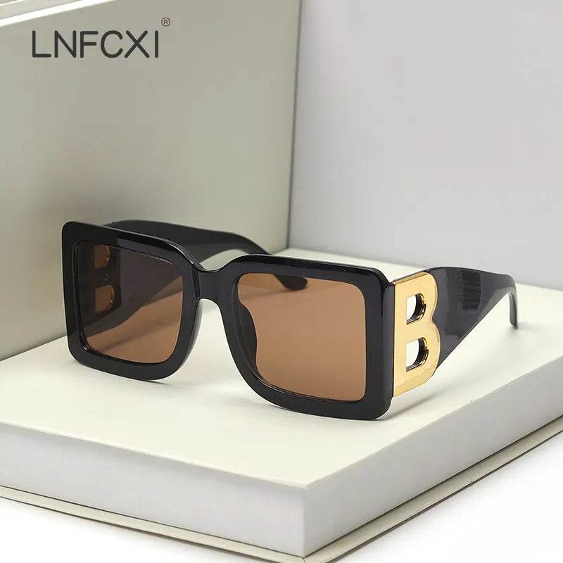Oversized The Letter B Square Luxury Trend Sunglasses Women Men Retro Rectangle Sunglasses Gafas De Sol - Tamnz