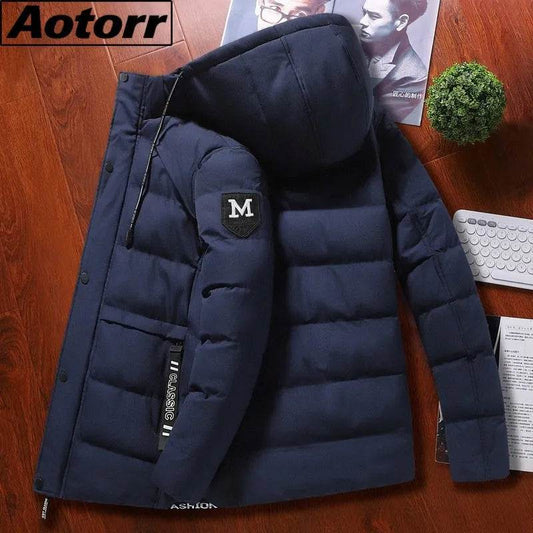 Brand Winter Thick Down Jacket Men Warm Cotton Duck Down Coat Fashion Mens Casual Hooded Parka Windproof Male Slim Outerwear 5XL - Tamnz