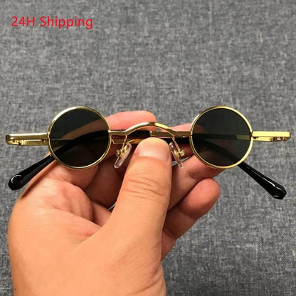 Punk Round Retro Shades For Men And Women Ultra Small Frame Hip Hop Style - Tamnz