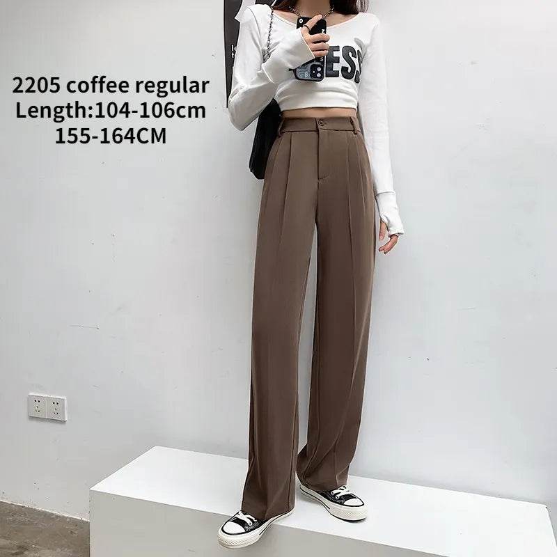 Casual High Waist Loose Wide Leg Pants for Women Spring Autumn New Female Floor-Length White Suits Pants Ladies Long Trousers - Tamnz