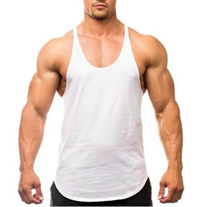 Workout Tanktop Muscle Guys Gym Clothing Bodybuilding Stringer Tank Top Men Cotton Vest Y Back Sleeveless Shirt Sports Singlets - Tamnz