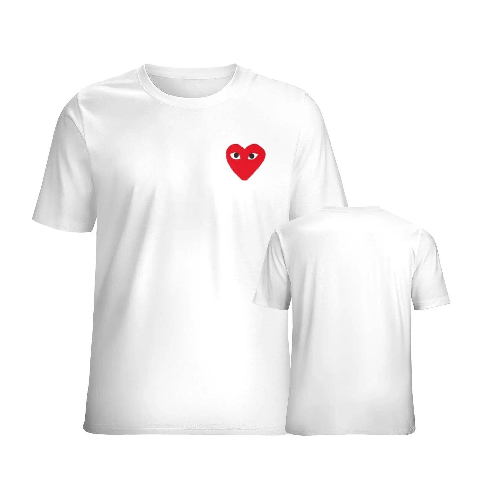 Japanese Designer Brand Y2k Harajuku Red Heart Kawakubo T-shirt Couple Fashion Short sleeve Casual Loose Top Clothes - Tamnz