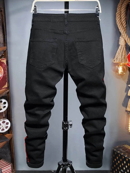 NEW Trendy Men's Street All-match Jeans Hot Mens Skinny Stretch Denim Pants Distressed Ripped Freyed Slim Fit Jeans Trousers - Tamnz