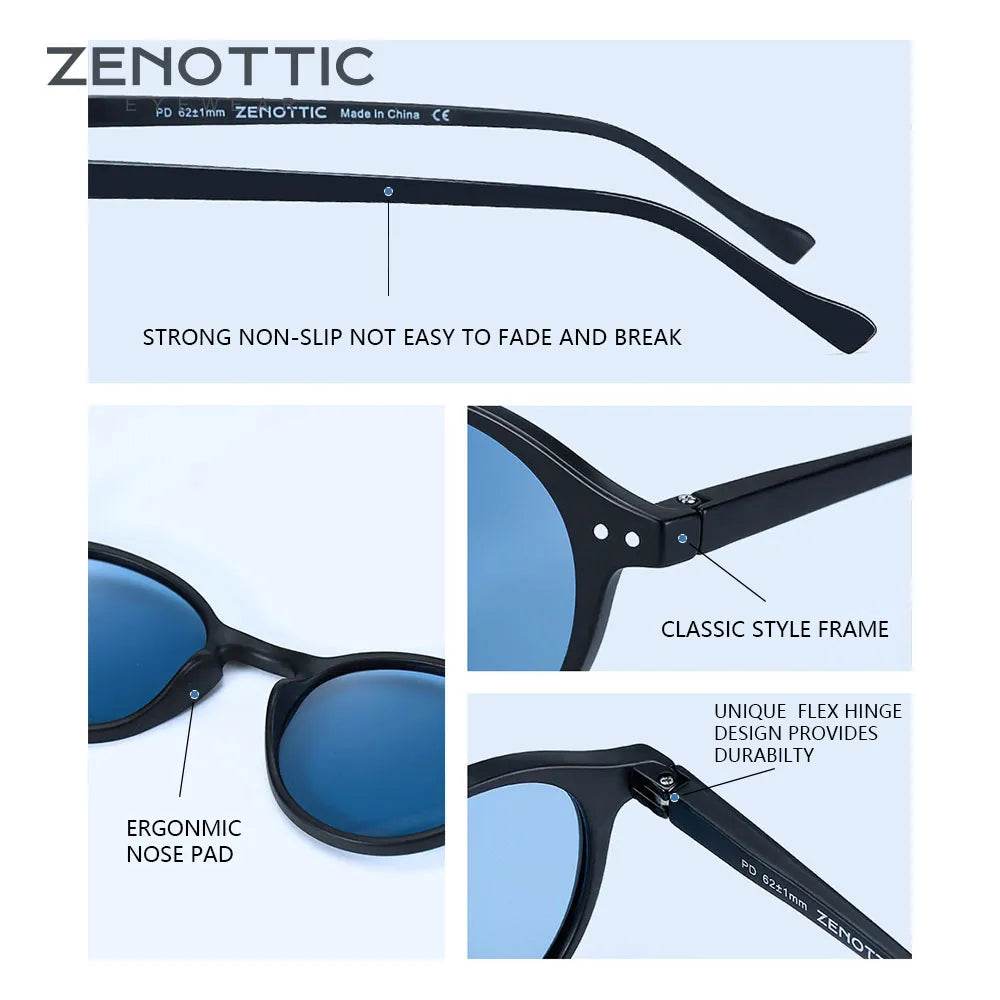 Retro Polarized Sunglasses Men Women Vintage Small Round Frame Polaroid Lens UV400 Goggles Shades - Tamnz