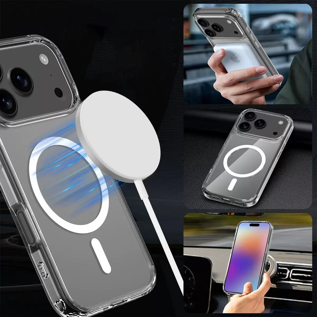 Shockproof Anti Yellow Crystal Acrylic Phone case For iPhone 17AIR 17 17 PRO 17 PRO MAX For Magsafe Strong Magnetic phone Case