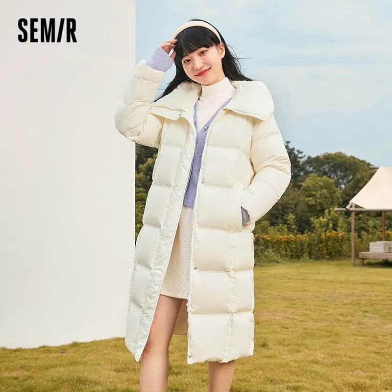 Semir Long Down Jacket Women Waterproof Hooded Coat Winter New Loose Girls Jacket Multi-Color Thick Windbrake Down Coat - Tamnz