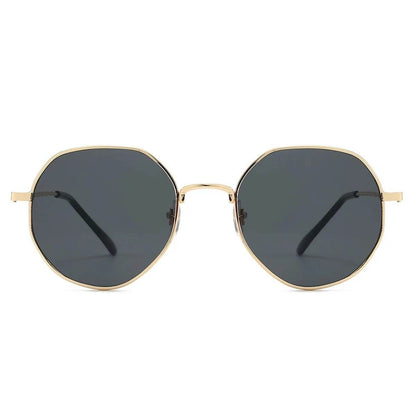 Polygon Metal Sunglasses Vintage Frame For Women Sunglasses Men Luxury Brand Design Women Mirror - Tamnz