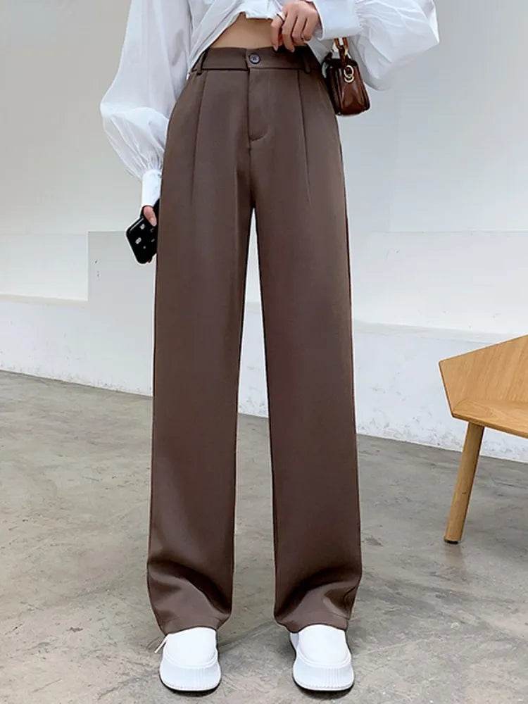 Casual High Waist Loose Wide Leg Pants for Women Spring Autumn New Female Floor-Length White Suits Pants Ladies Long Trousers - Tamnz