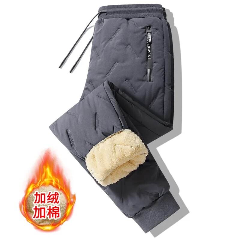 Winter Lambswool Warm Thicken Sweatpants Men Fashion Joggers Water Proof Casual Pants Men Plus Fleece OverSize Trousers - Tamnz