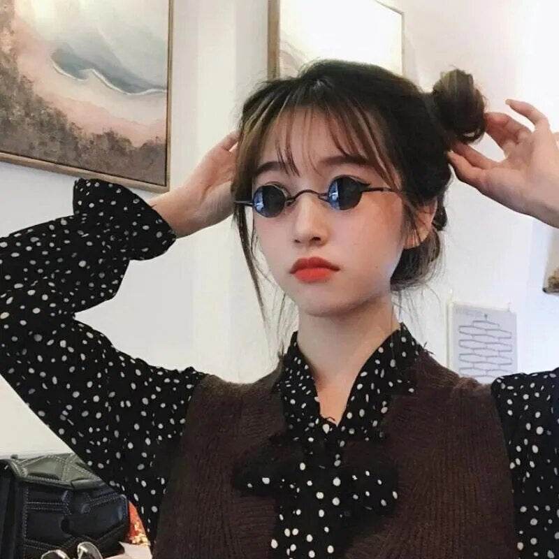 Punk Round Retro Shades For Men And Women Ultra Small Frame Hip Hop Style - Tamnz