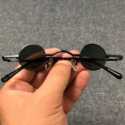 Punk Round Retro Shades For Men And Women Ultra Small Frame Hip Hop Style - Tamnz