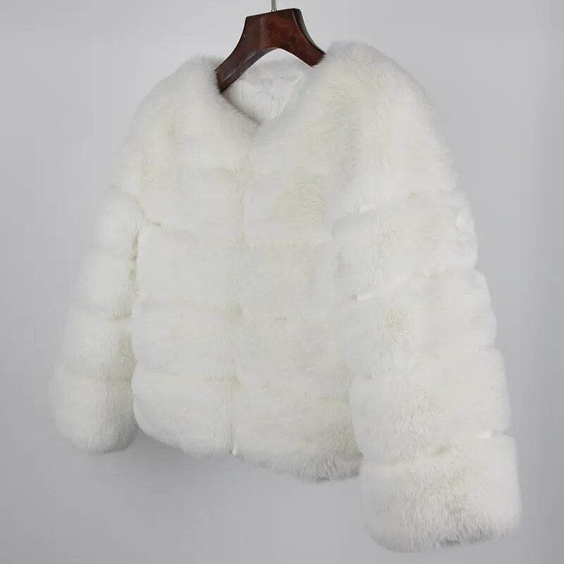 Faux Fur Luxury Winter Jacket Women Elegant Thick Warm Outerwear - Tamnz