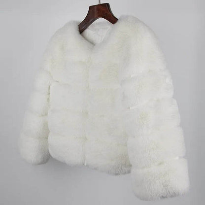 Faux Fur Luxury Winter Jacket Women Elegant Thick Warm Outerwear - Tamnz