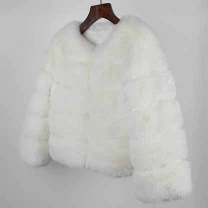 Faux Fur Luxury Winter Jacket Women Elegant Thick Warm Outerwear - Tamnz