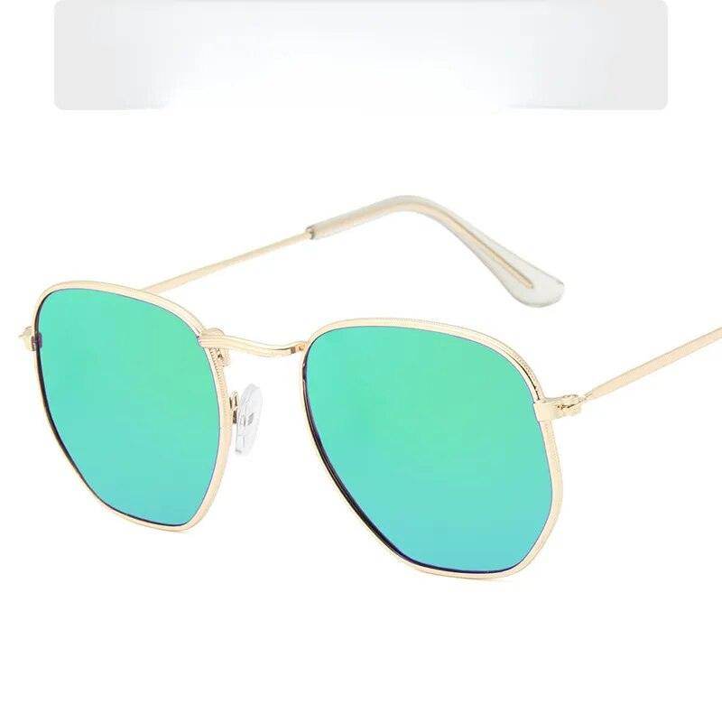 Sunglases Hexagon Sunglasses Women Metal Frame Fishing Glasses Gold tea Eyewear lentes - Tamnz