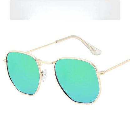 Sunglases Hexagon Sunglasses Women Metal Frame Fishing Glasses Gold tea Eyewear lentes - Tamnz