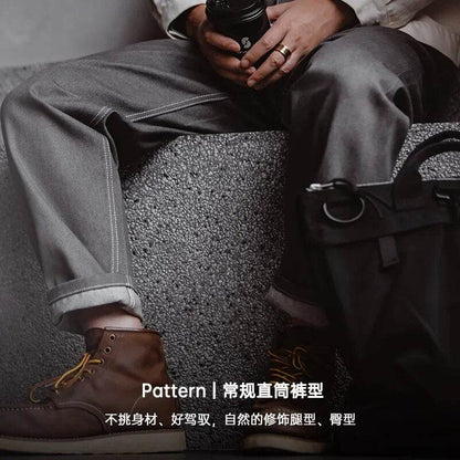 Maden Gray Jeans for Men 13.8 Oz 100% Cotton Regular Straight Fit Vintage Denim Pants Quality Bright Line Trousers 2022 New - Tamnz