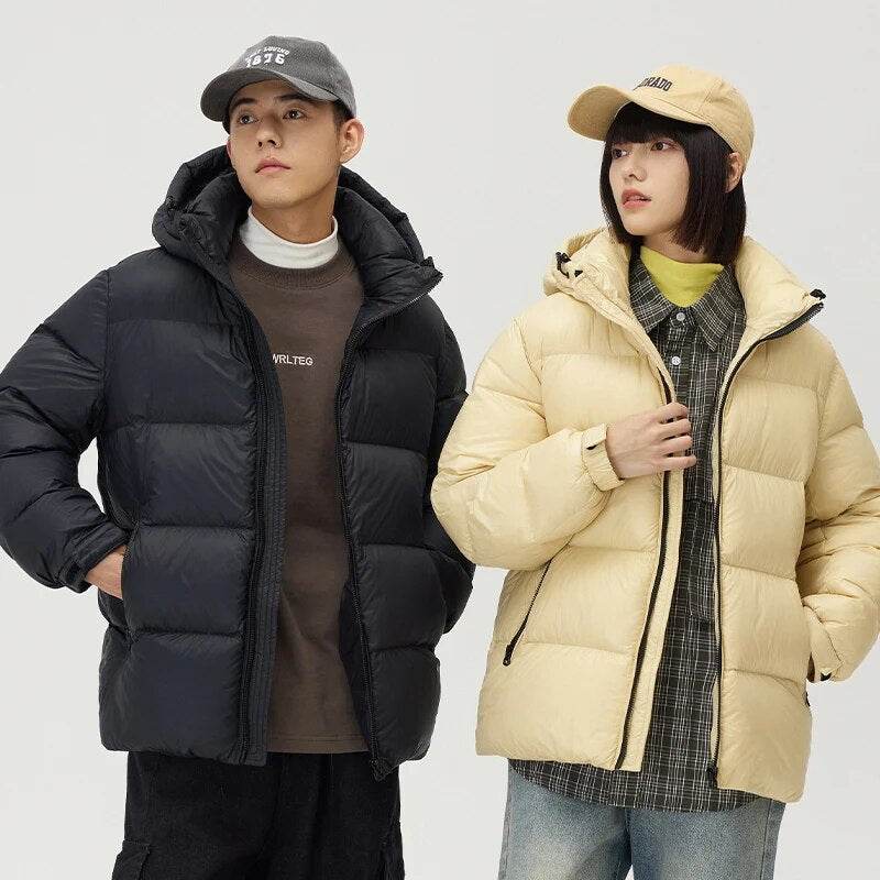 Winter Men's Jacket Hooded Windproof White Duck Jacket Warm Windbreaker - Tamnz