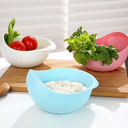 1pc - Plastic Drain Basket Filter, Rice Bowl, Drain Basket, Fruit Bowl, Laundry Basket, Handle, Home Kitchen Organizer