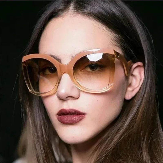 COOL&KU Oversized Square women's Sunglasses Wave shaped mirror leg design The best luxurious sunglasses for women - Tamnz