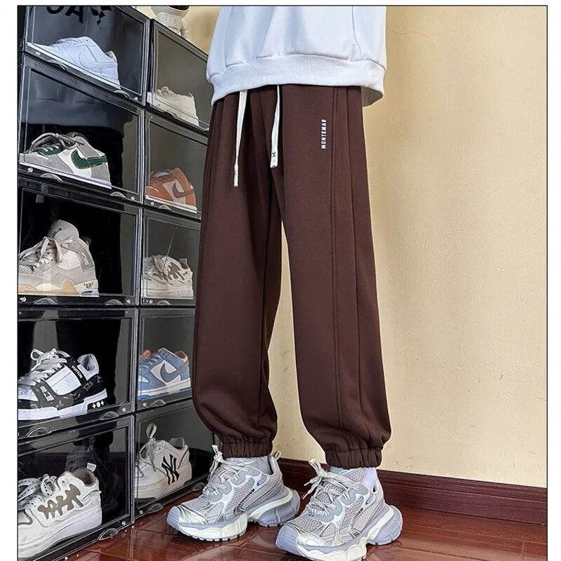 Winter Men's Fleece Pants Thick Warm Sweatpants Drawstring Stretch Waist Casual Tapered Trousers Regular Fit Joggers Pants - Tamnz