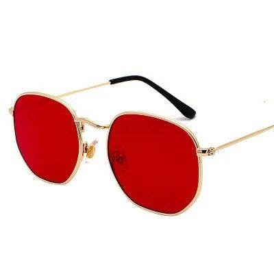 Sunglases Hexagon Sunglasses Women Metal Frame Fishing Glasses Gold tea Eyewear lentes - Tamnz